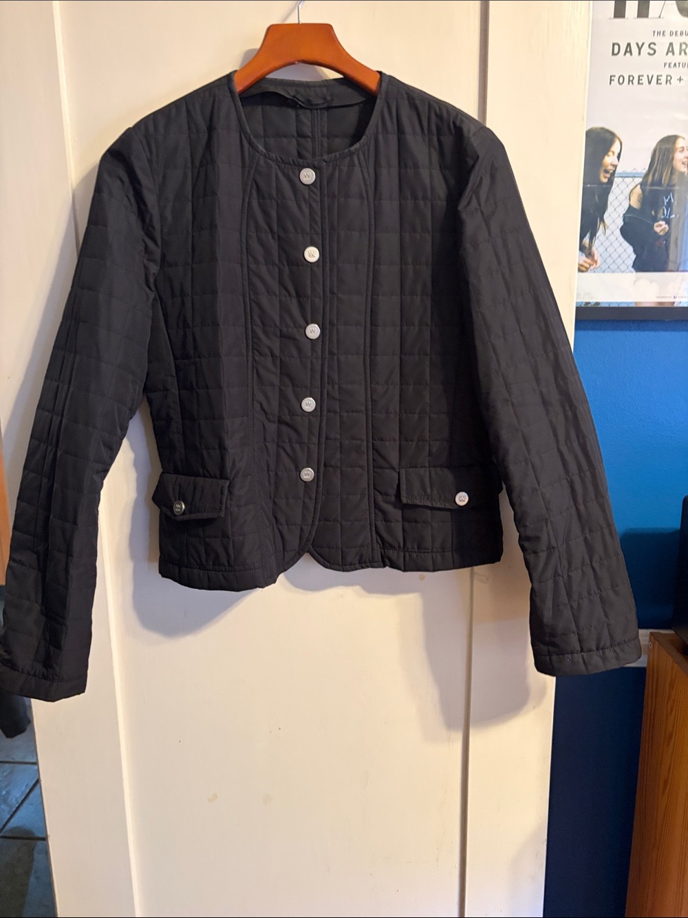 Weekend MaxMara Black Quilted Button-Front Puffer Jacket